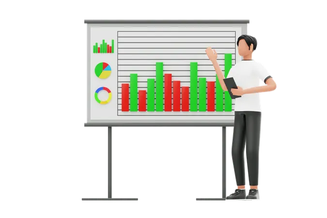 Man Giving Business Presentation  3D Illustration