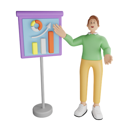 Man giving business Presentation  3D Illustration