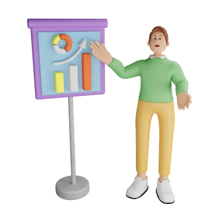 Man giving business Presentation  3D Illustration