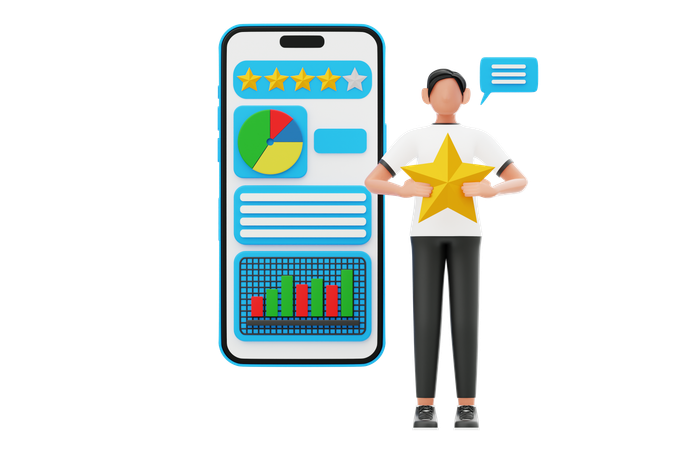 Man Giving Business Rating  3D Illustration