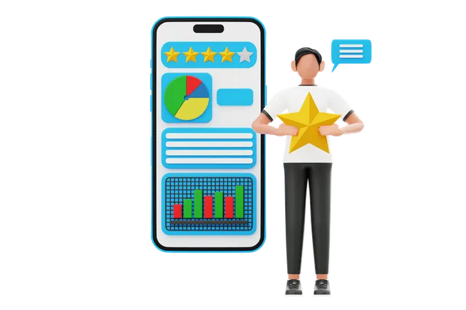 Man Giving Business Rating  3D Illustration