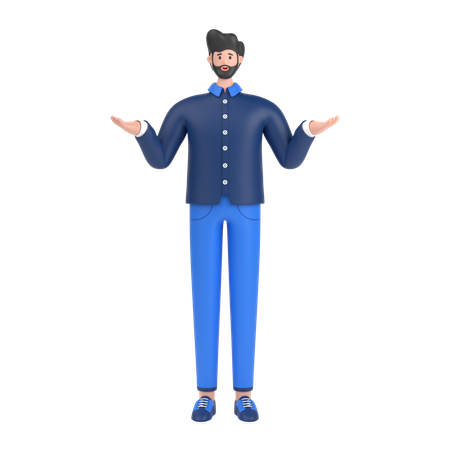 Man Giving Confuse Pose  3D Illustration