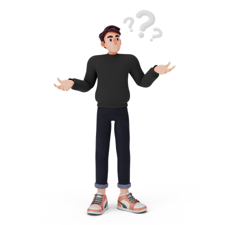 Man giving confused pose  3D Illustration