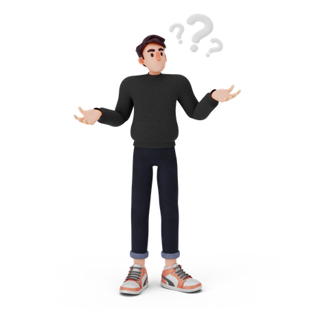 Man giving confused pose 3D Illustration
