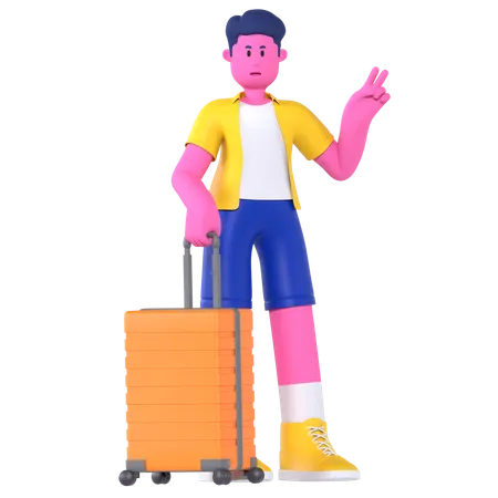 Man giving Cool Pose Ready for Holiday  3D Illustration