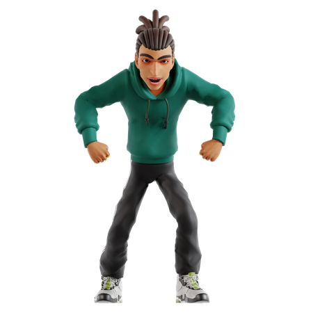 Man giving enemy pose  3D Illustration