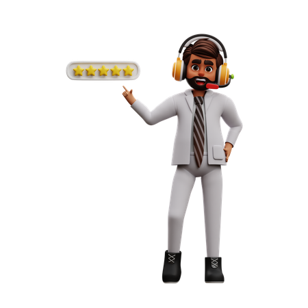 Man Giving Five Stars  3D Illustration