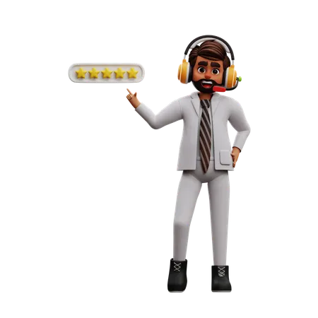 Man Giving Five Stars  3D Illustration