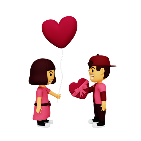 Man giving heart on valentines  3D Icon