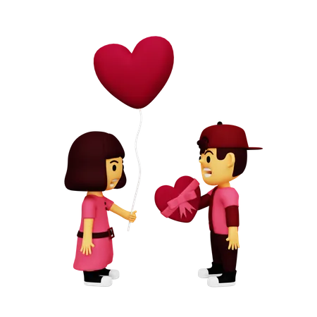 Man giving heart on valentines  3D Illustration