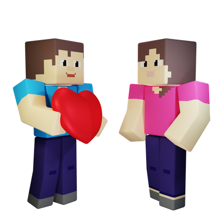 Man giving heart to woman  3D Icon