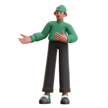 Man giving introduction  3D Illustration