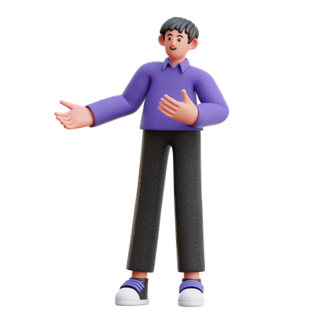 Man giving introduction  3D Illustration