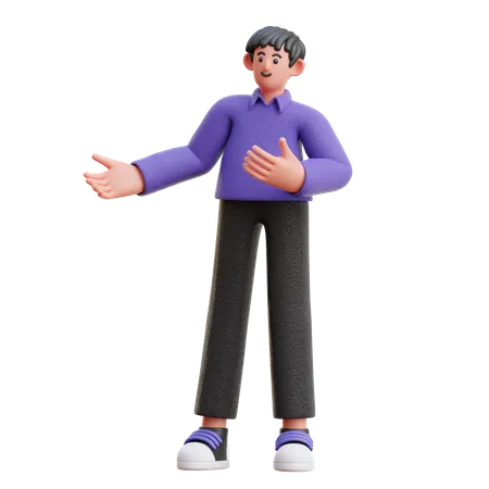 Man giving introduction  3D Illustration