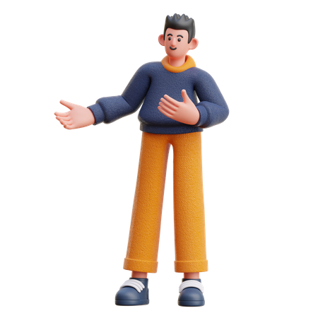 Man giving introduction  3D Illustration