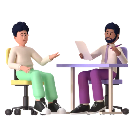 Man Giving Job Interview  3D Illustration