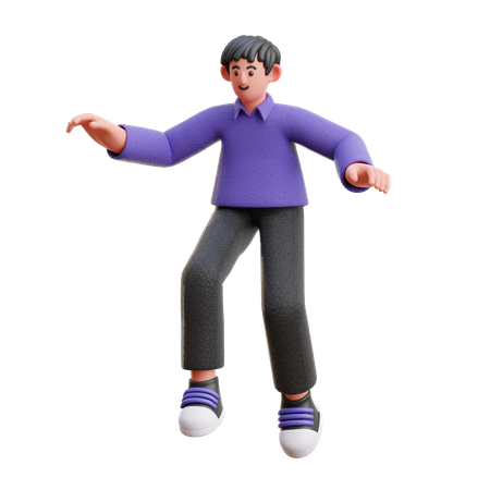 Man giving jumping pose  3D Icon