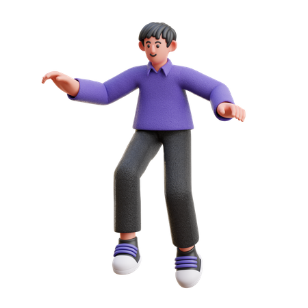 Man giving jumping pose 3D Illustration