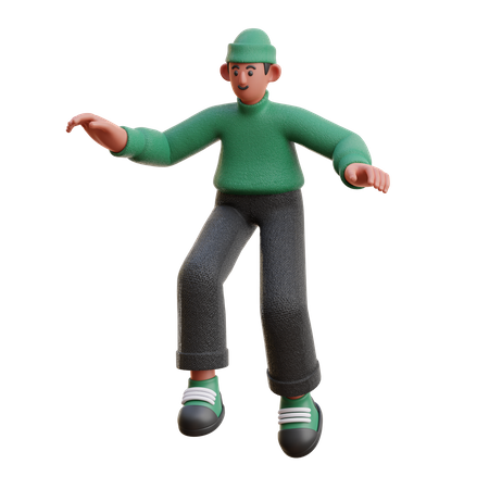 Man giving jumping pose 3D Illustration