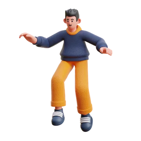 Man giving jumping pose  3D Illustration