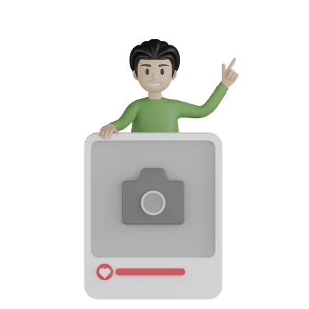 Man giving photo pose  3D Illustration