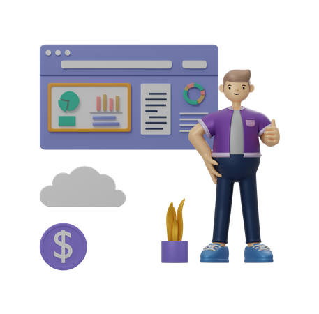 Man giving presentation  3D Icon