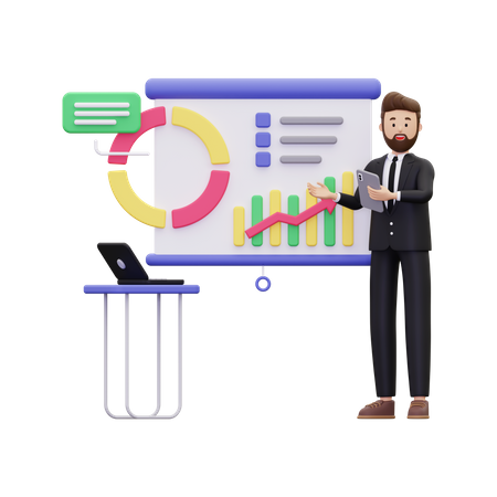 Man giving presentation  3D Icon