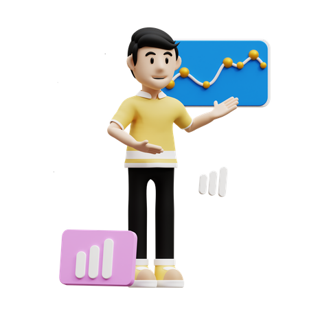 Man giving presentation  3D Icon