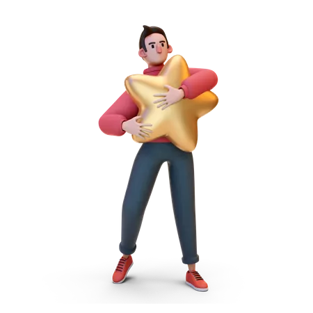 3 D Character Guy And Crypto Currency Coin Social Media And Internet Illustration 3 D Render Cartoon 3D Illustration