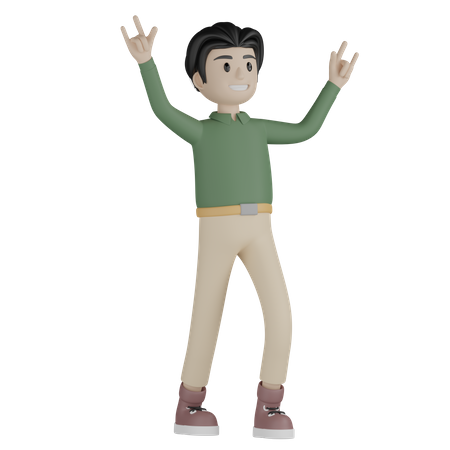 Man giving rocking pose  3D Illustration
