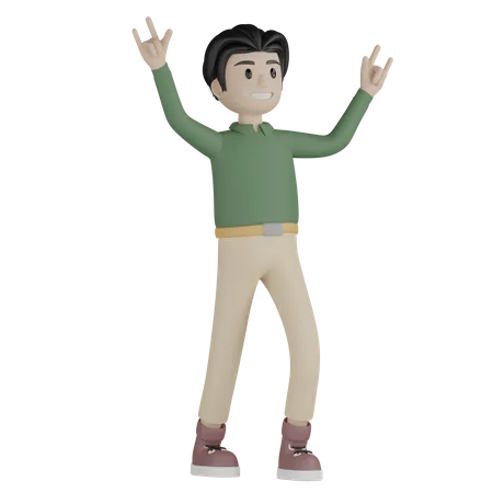 Man giving rocking pose  3D Illustration