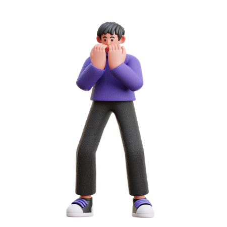 Man giving scared expression  3D Icon