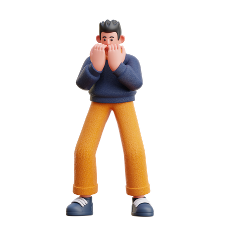 Man giving scared expression  3D Icon