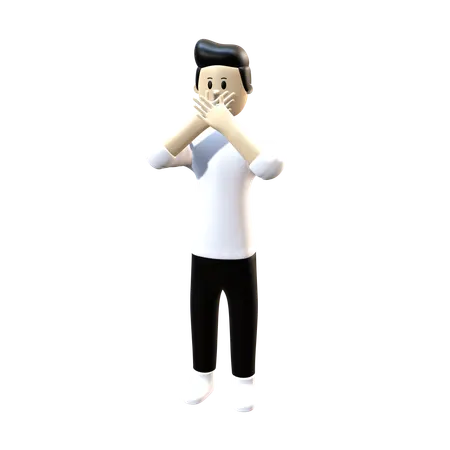Man Giving Scared Pose  3D Illustration