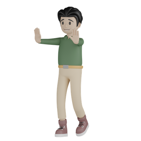 Man Giving Stop Pose  3D Illustration