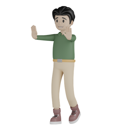 Man Giving Stop Pose 3D Illustration
