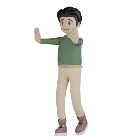 Man Giving Stop Pose 3D Illustration