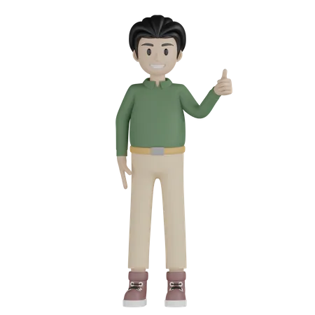 Man Giving Thumb Up Pose 3D Illustration