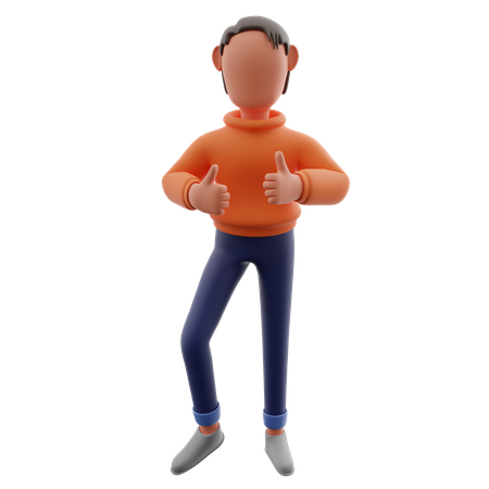 Man Giving Thumbs Up  3D Illustration