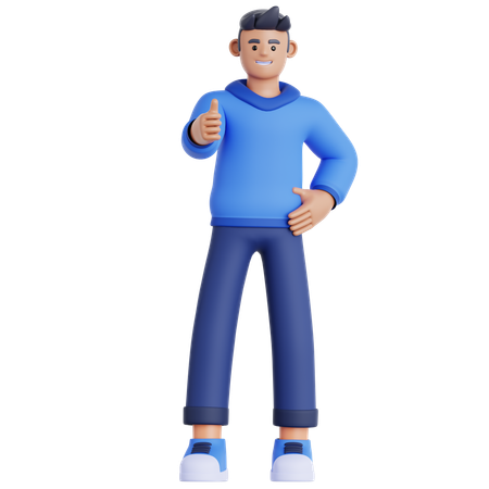 Man Giving Thumbs Up  3D Illustration