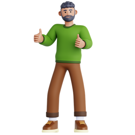 Man giving Two Thumbs Up  3D Icon