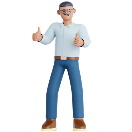 Man giving Two Thumbs Up  3D Illustration