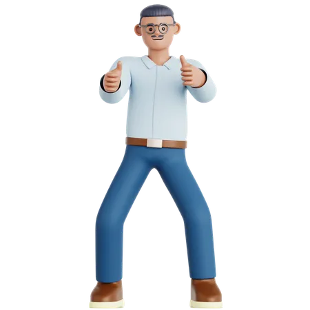 Man giving Two Thumbs Up  3D Illustration