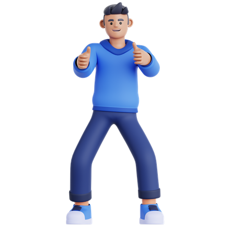 Man giving Two Thumbs Up  3D Illustration