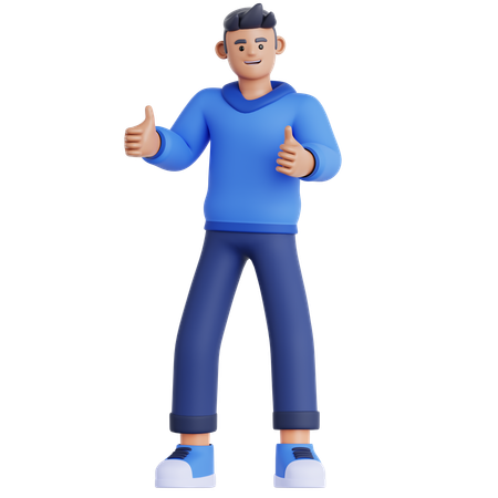 Man giving Two Thumbs Up  3D Illustration