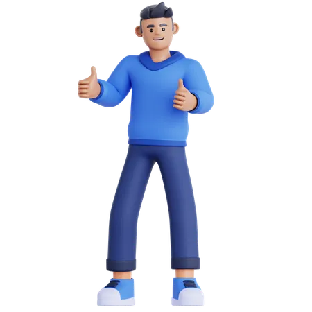 Man giving Two Thumbs Up  3D Illustration