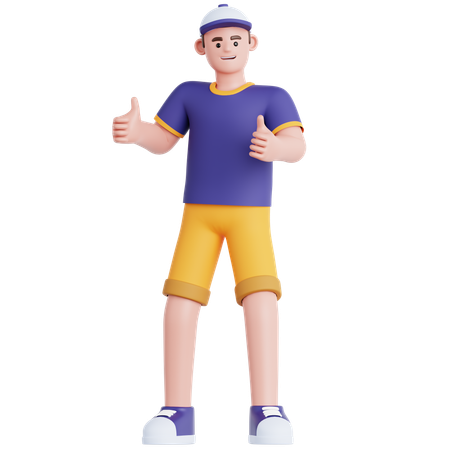 Man giving Two Thumbs Up  3D Illustration