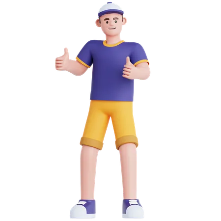 Man giving Two Thumbs Up  3D Illustration