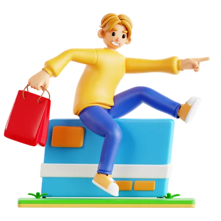Man Go To Shopping  3D Icon
