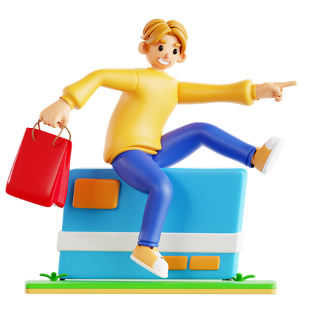 Man Go To Shopping  3D Icon